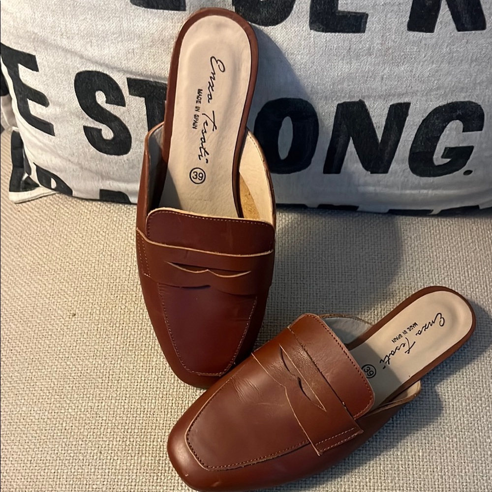 Enzo Angiolini Brown Leather Slip-On Loafers